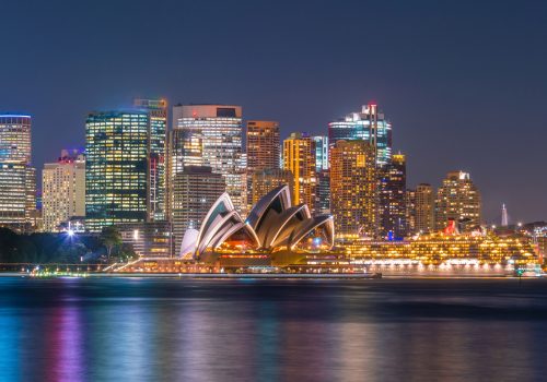 Downtown,Sydney,Skyline,In,Australia,At,Twilight